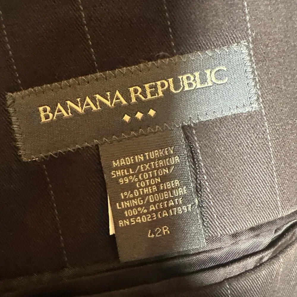 Banana Republic Men’s Blazer Suit Jacket Coat Grey Striped 99% Cotton Sz 42R